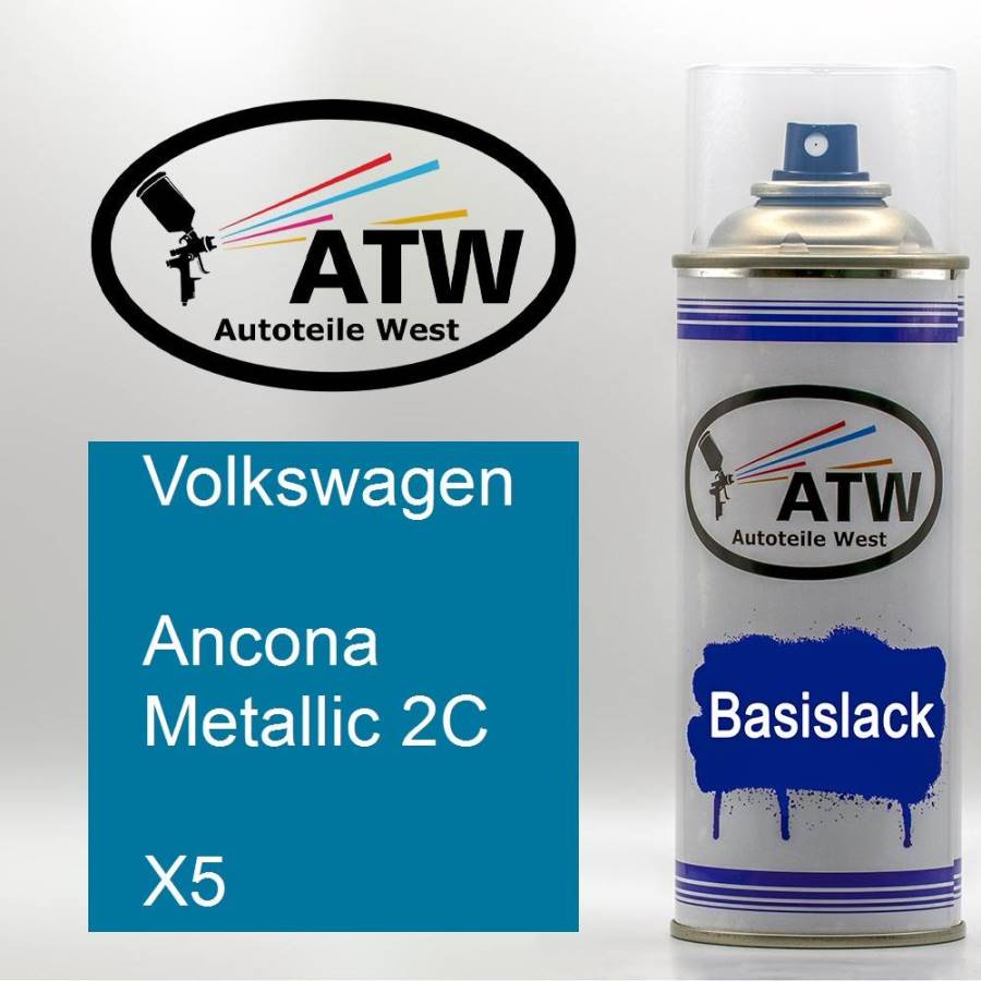 Volkswagen, Ancona Metallic 2C, X5: 400ml Sprühdose, von ATW Autoteile West.